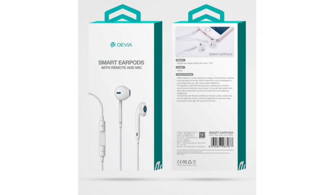 Devia wired earphones Smart jack 3,5mm white