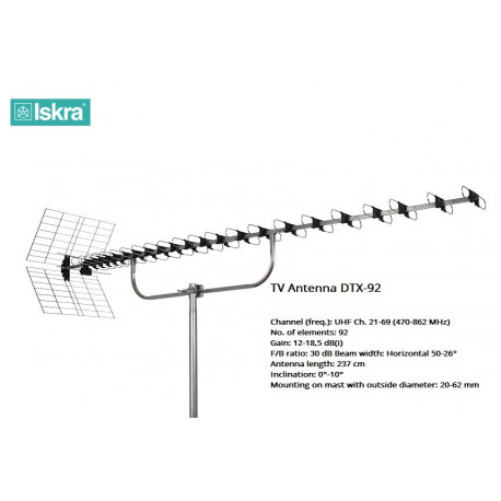 Antena DTX-92F Yagi 21-69 Silver Silver