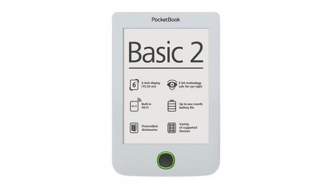 E-Reader | POCKETBOOK | Basic 2 | 6" | 800x600 | Memory 4096 MB | 1xMicro-USB | Micro SD | White | P