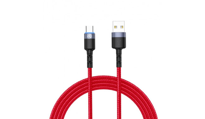 Tellur Data Cable USB to Type-C with LED Light 3A 1.2m Red