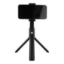 RoGer 2in1 Universāls Selfie Stick + Tripod Statnis ar Bluetooth Tālvadības pulti / Melns