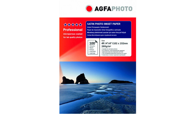 Agfaphoto fotopaber 10x15 Professional Satin 260g 100 lehte