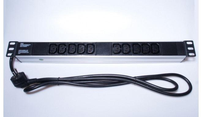 PremiumCord Power distribution Unit for 19" Rack 1U, 10xIEC (C13), 2m cable