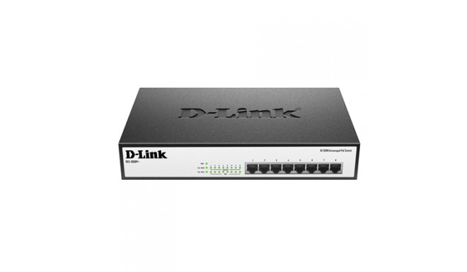 D-Link Switch DES-1008P+ Unmanaged, Desktop, 