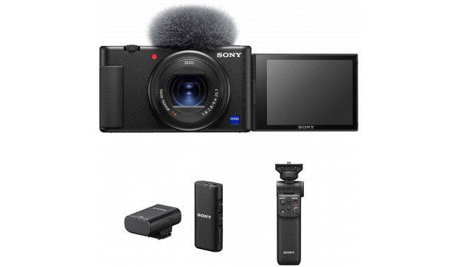 Sony ZV-1 + Sony mini tripod +  Sony wireless microphone