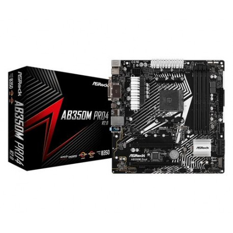 ASRock emaplaat AB350M Pro4 R2.0 AMD B350 AM4 micro ATX