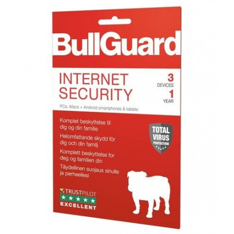BullGuard Internet Security 2019 Sikkerhedsprogrammer 3 enheder 1 år