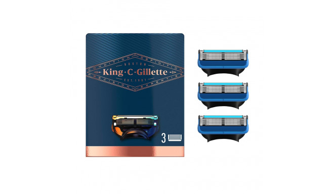 GILLETTE KING shave & edging razor blades x 3 cartridges