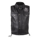 Leather Motorcycle Vest W-TEC Highstake - Black 4XL