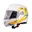 Flip-Up Motorcycle Helmet W-TEC Vexamo PI Graphic w/ Pinlock - White Graphic S(55-56)