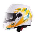 Flip-Up Motorcycle Helmet W-TEC Vexamo PI Graphic w/ Pinlock - White Graphic XS (53-54)