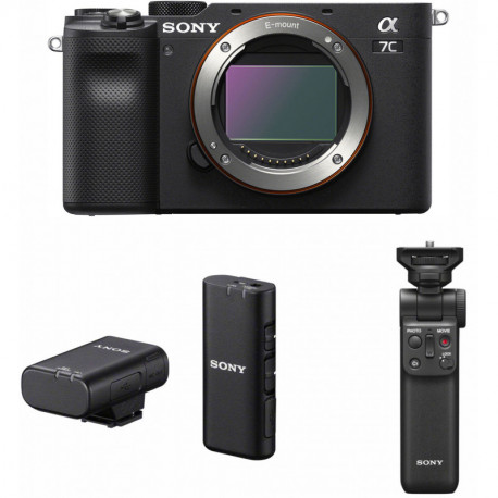 Sony a7C + Sony ручка-миништатив + Sony беспроводной микрофон, черный