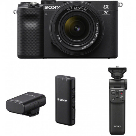 Sony a7C + 28-60mm Kit + Sony wireless microphone + handle-minitripod, black