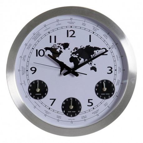 Настенное часы DKD Home Decor Карта Мира Алюминий Стеклянный (45 x 5 x 45 cm)