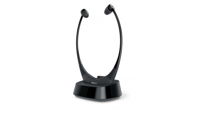 Philips In-ear wireless TV headphones TAE8005BK/10, 14.8-mm drivers/open-back, 40 m wireless range