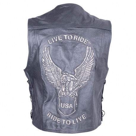Kožená moto vesta Sodager Live To Ride - Black 4XL+