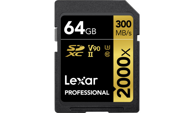 Lexar карта памяти SDXC 64GB Professional 2000x UHS-II U3 V90