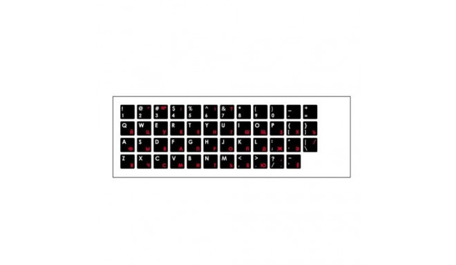 HQ Keyboard Stickers ENG white / RUS Red Black
