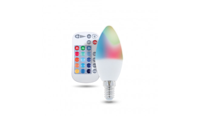 LED Bulb E14 C37 RGB + White 5W + RC Forever Light