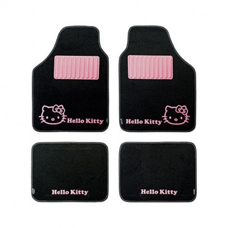 Auto Grīdas Paklāju Komplekts Hello Kitty Star Universāls Melns Rozā (4 pcs)