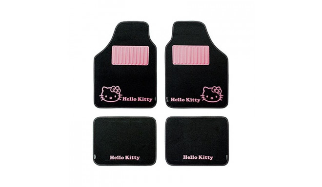 Auto põrandamattide komplekt Hello Kitty Star Universaalne Must Roosa (4 pcs)