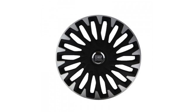 Hubcap OMP Stinger Speed Black Silver 14" (4 uds)