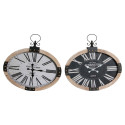 Wall Clock DKD Home Decor Oval Iron MDF Wood (2 pcs) (58 x 6.5 x 58 cm)