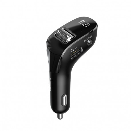 Baseus F40 Bluetooth audio transmitter streamer with AUX plug 2x USB car charger 15W 2A black (CCF40