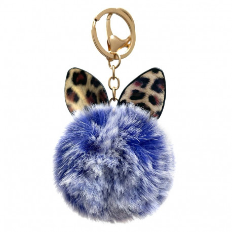 Fluffy ball pendant blue