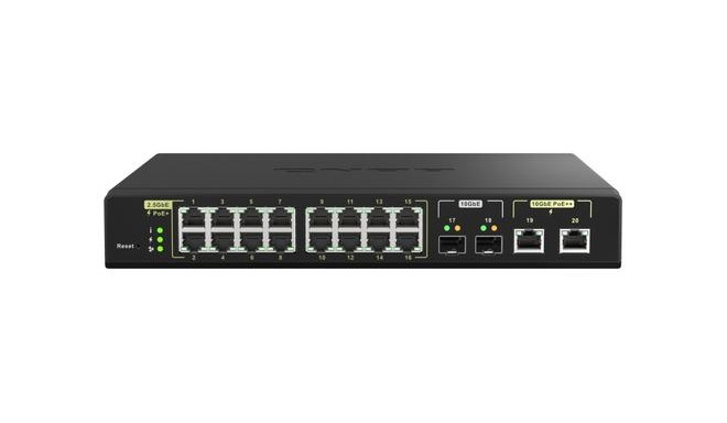 QNAP QSW-M2116P-2T2S network switch Managed L2 2.5G Ethernet Power over Ethernet (PoE) Black