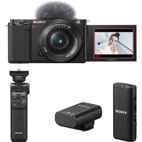 Sony ZV-E10 + 16-50mm + käepide + juhtmevaba mikrofon