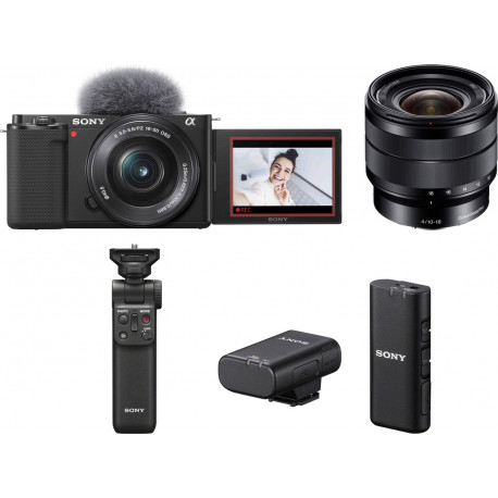 Sony ZV-E10 + 16-50mm + 10-18mm + shooting grip + wireless microphone