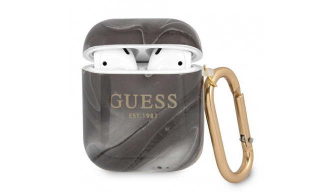 Guess case AirPods Marble Collection, black