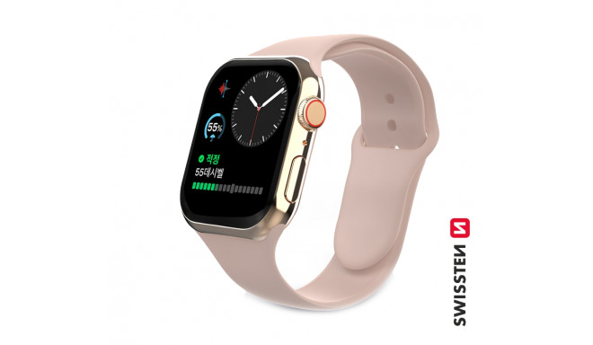 Swissten Silikona Siksniņa priekš Apple Watch 1/2/3/4/5/6/SE / 42 mm / 44 mm / Rozā
