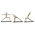 Dekoratīvās figūriņas DKD Home Decor Alumīnijs Koks MDF Yoga (3 pcs) (33 x 10 x 35 cm) (35 x 10 x 33