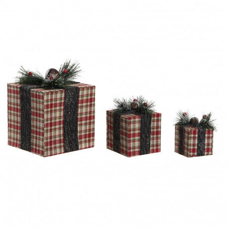 Dekoratiivkuju DKD Home Decor Kinkekarp Jõulud Polüester Metall (3 pcs)