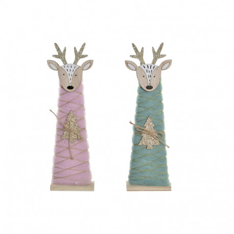 Dekoratiivkuju DKD Home Decor Jõulud Polüester Puit Põhjapõder (8.5 x 4.5 x 28.5 cm) (2 pcs)