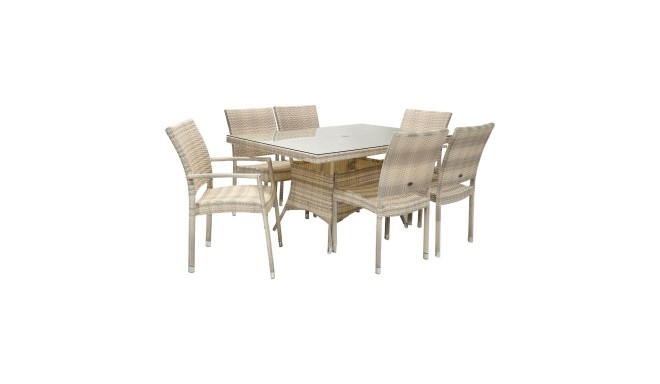 Aiamööbli komplekt WICKER laud ja 4 + 2 tooli (13361, 13363), alumiiniumraam plastikpunutisega, värv