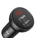Baseus Digital Display Dual USB 4.8A Car Charger 24W + 3in1 USB - UBS Type C / micro USB / Lightning