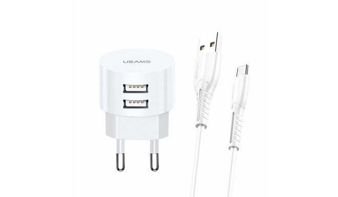 Charger t20 2XUSB 2,1A USB-C Kable Round