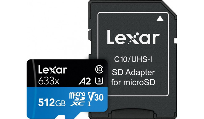 Lexar mälukaart microSDXC 512GB UHS-I LSDMI512BB633A + adapter