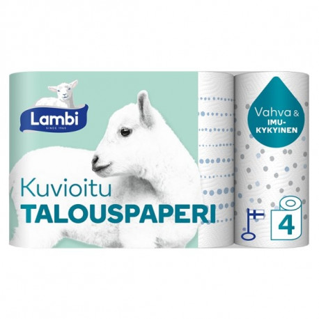 Rullkäterätt Lambi 3-kihiline, mustriga, 4rulli/pk