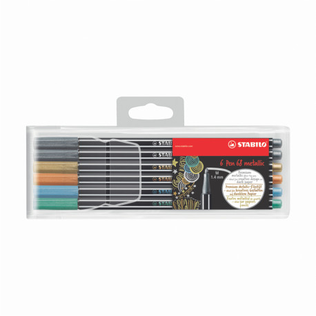 STABILO tindipliiats, Pen 68, 6 tk, metallik