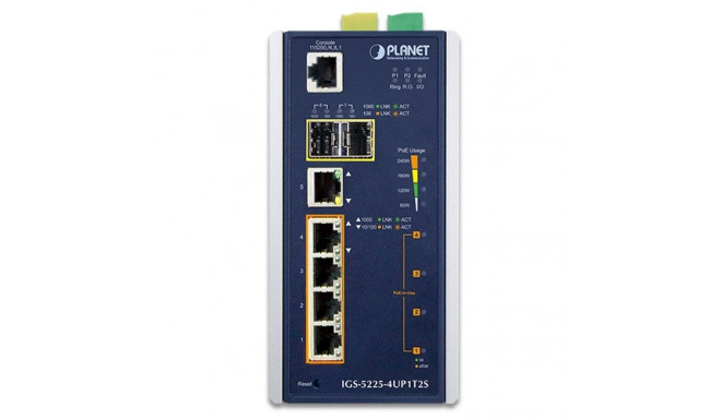 Switch: 1 x 10/100/1000Mbps, 4 x 10/100/1000Mbps PoE+, 2 x SFP, 1 x RJ-45 console, Layer 2/4