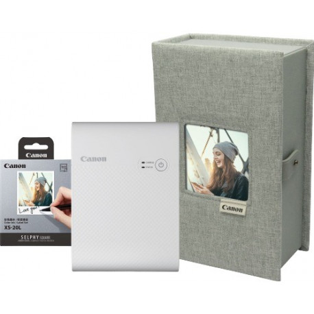Canon фотопринтер + фотобумага Selphy Square QX10 Premium Kit, белый