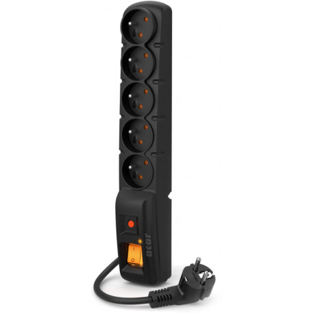 Acar extension cord 5 sockets with switch 1.5m, black