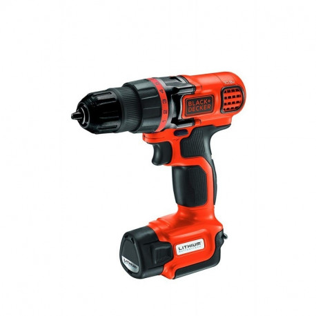 Black ja Decker EGBL108K-QW akutoitel puur/kruvikeeraja 10,8 V liitiumioonakud ümbrises.