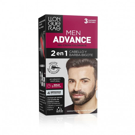 Colouring Cream Llongueras Men Advance 3 - Dark Brown Nº 3-Castano Oscuro Semi-permanent