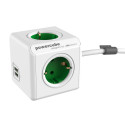 Allocacoc PowerCube Extended USB Green 1,5m cable