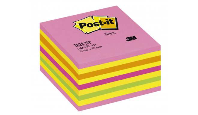 Märkmepaber iseliimuv POST-IT, 76x76mm, märkmekuup 450 lehte, kollased-roosad toonid